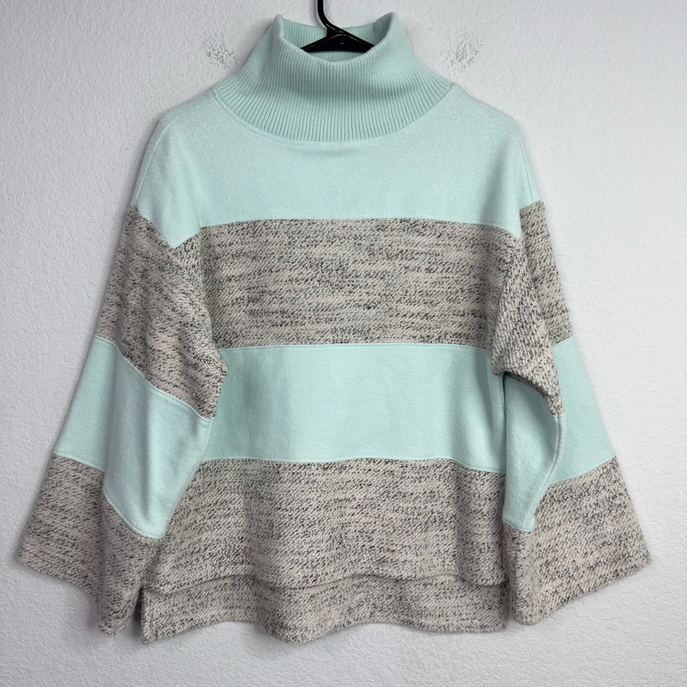 Daily Practice Sweater Womens XXS Color Block Mock‎ Neck Boho Athleisure Lounge
